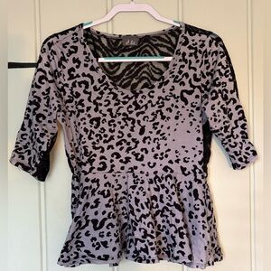 Dots Black and Gray Leopard and Zebra  Print Blouse size S/M